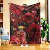 A Romantic Night Flannel Blanket with a Rose Fragrance Design, Featuring High-Definition Digital Printing, Suitable for All Seasons, a Cooling Blanket