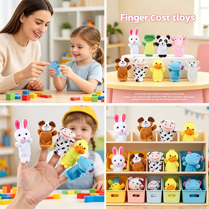 10pcs Soft Plush Animal Finger Puppets Set for Boy Girl Brithday Party Favors Christmas Holiday Gifts Kids Educational Toy