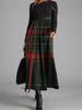 Women Color Block Floral Print Long Sleeve Maxi Dress Casual Loose A Line Long Dress S-XXXL
