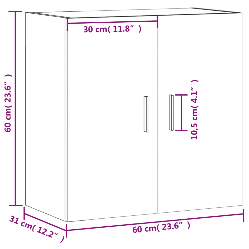 Wall Cabinet Smoked Oak 60x31x60 cm Engineered Wood