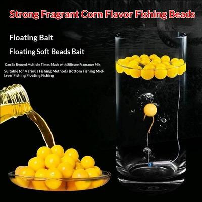 50 Pièces Perles Flottantes Souples pour la Pêche Odeur de Maïs Appât Artificiel Flottant Leurre pour Carpe d'Eau Douce Matériel pour la Pêche en Rivière Lac