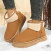Fashion Color Block Suede Flat Shoes Winter New Round Toe Warm Non-slip Wear-resistant Snow Boots