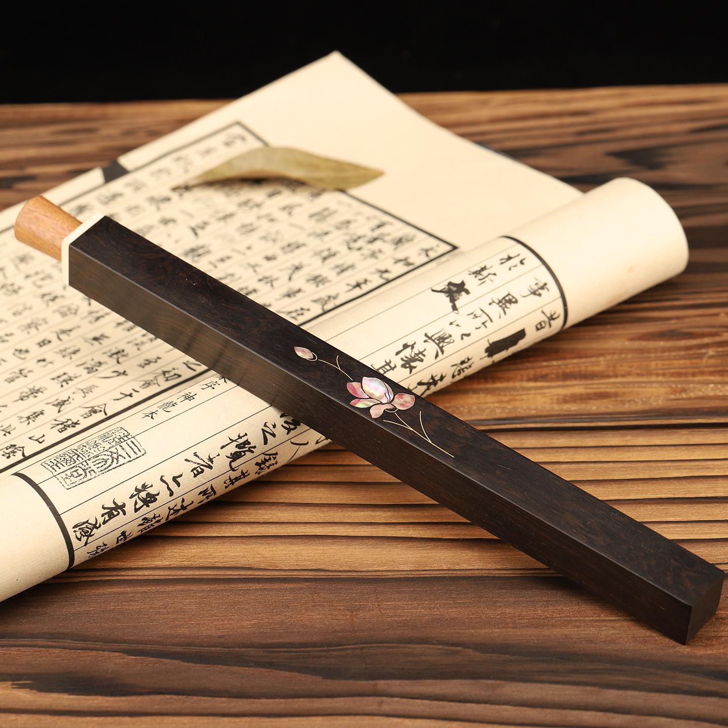 Ebony & Mother-of-Pearl Incense Holder with Screw Cap, Square Storage Tube, 8g Pack Magnolia Design