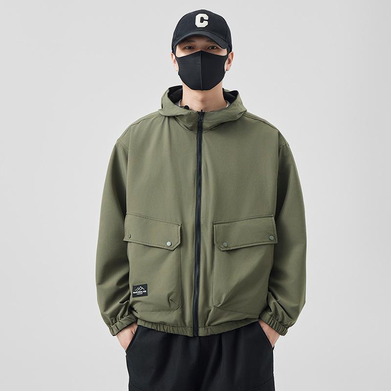 New Spring And Summer Trendy Brand Double-Sided Jacket Jacket Men'S Tooling Jacket Hooded Men'S Jacket Top Trendy