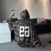 Camouflage Letter Printed Hooded Sweater Men's Autumn Coat Retro Couple Cardigan