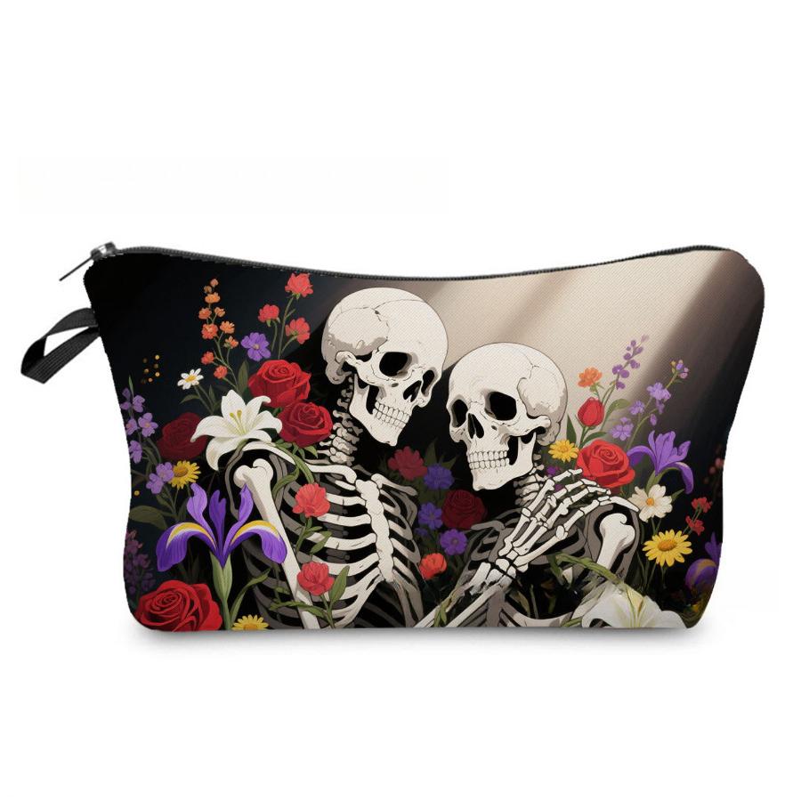 Women Skull Print Cosmetic Bag Toiletries Organize Travel Storage Case 6867 KTB