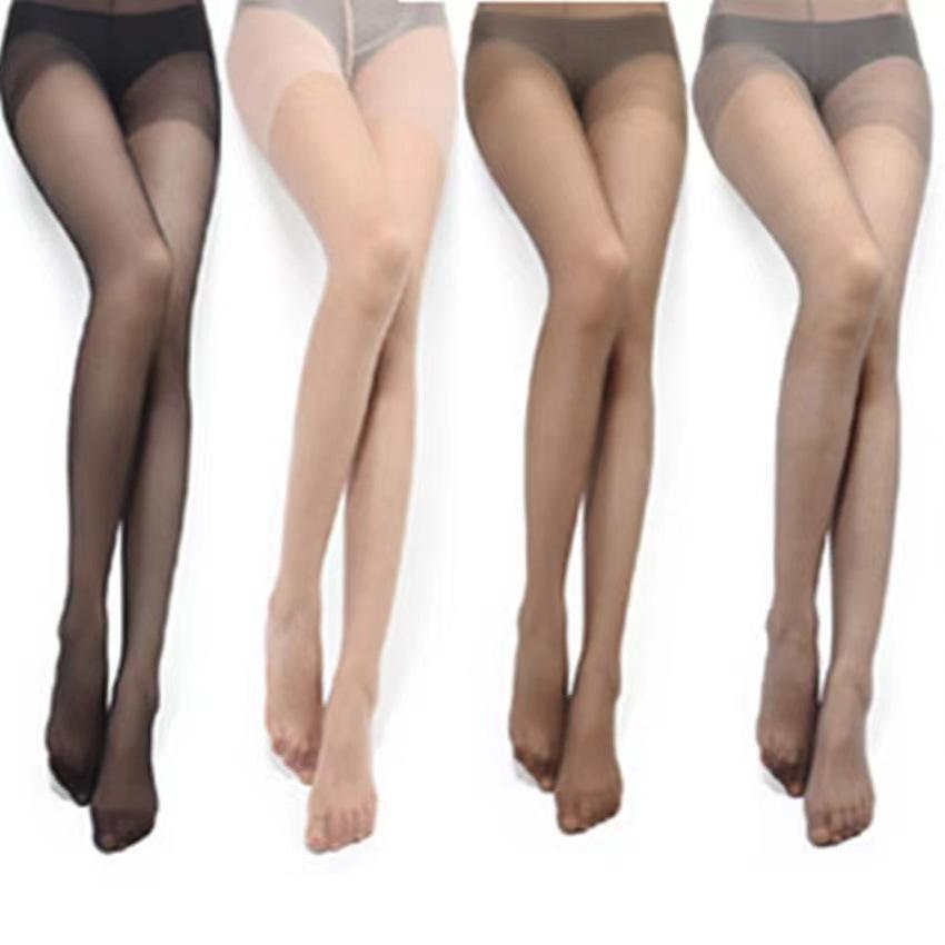 Tifei Women's Sexy Nightclub Open Crotch Stockings: Thin Flesh-Colored Pantyhose & Black Fishnet Lingerie.