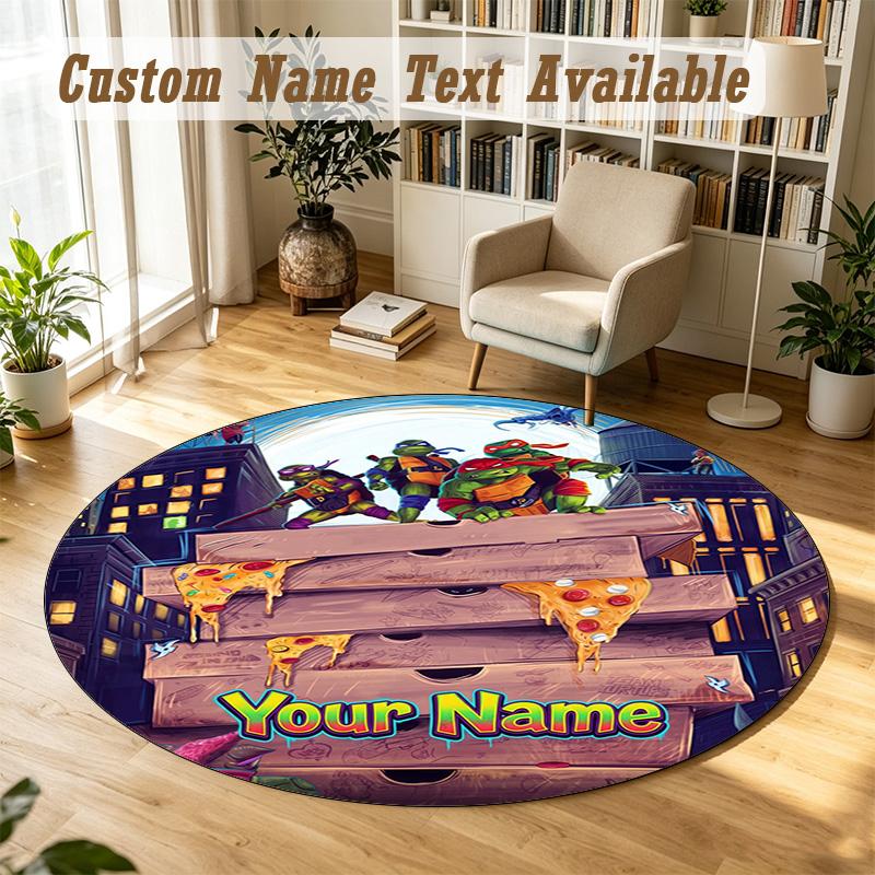 Round Rug Custom NameTeenage Mutant Ninja Turtles Pattern Non Slip Carpet Home Floor Decor