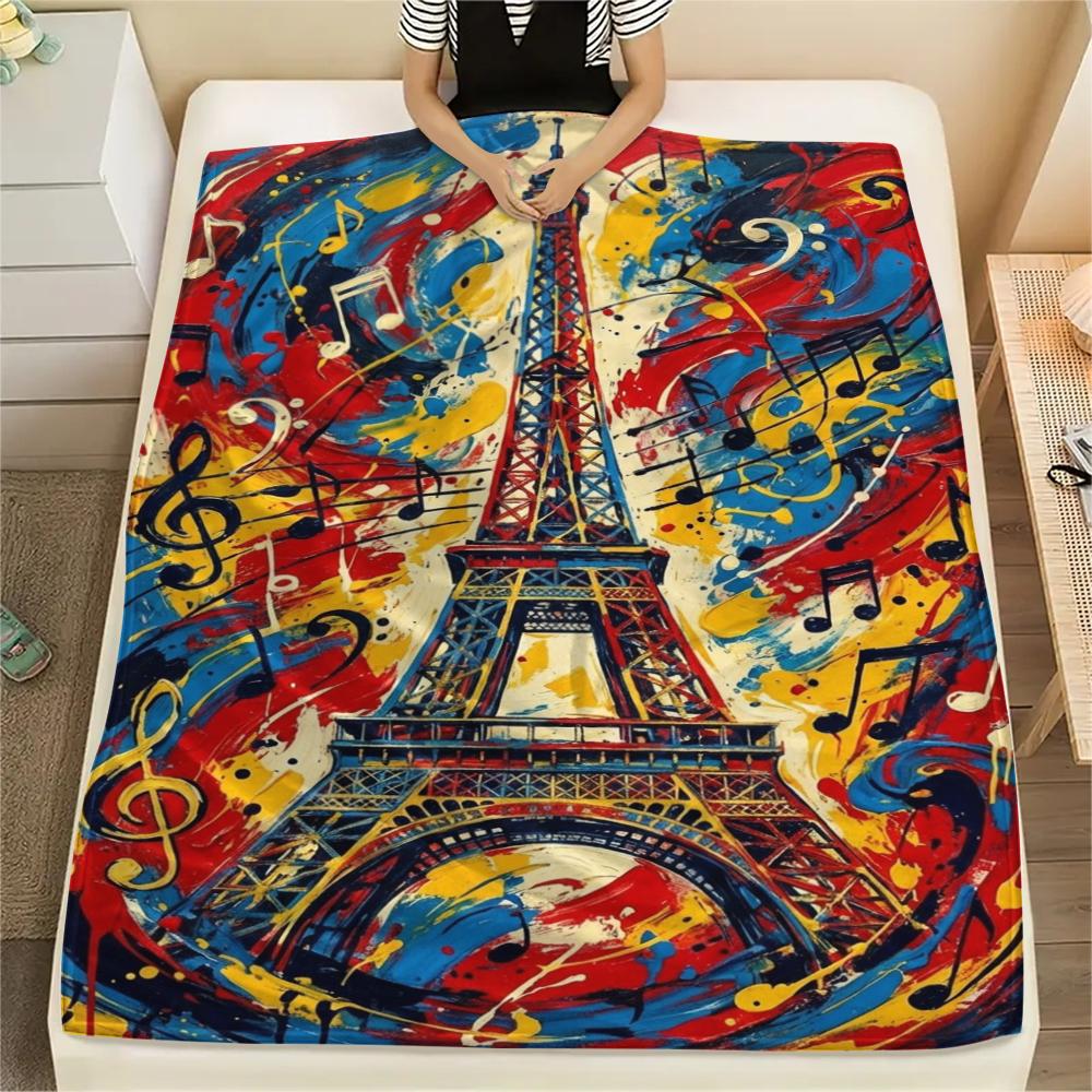 

Paris Eiffel Tower Print Flannel Blanket, High quality Comfortable for All Seasons, Home Decor, Warmth and Comfort, Perfect for Christmas Gifts82 80cm x 120cm