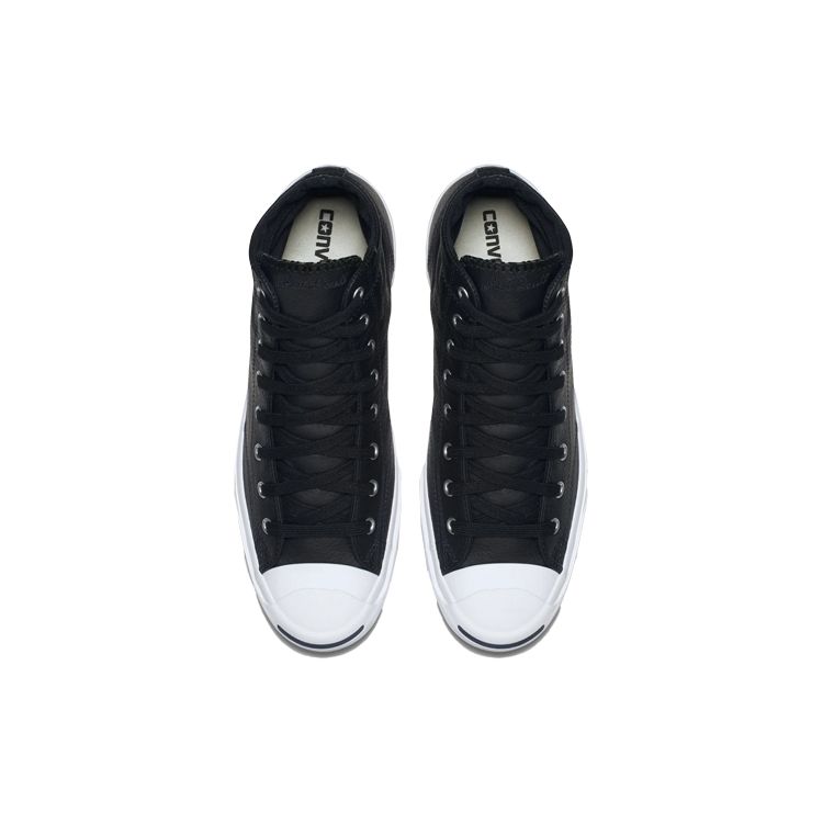 Converse Jack Purcell Leather Slip Resistant Durable High Top Skate Shoes Unisex Sneakers Black 155718C