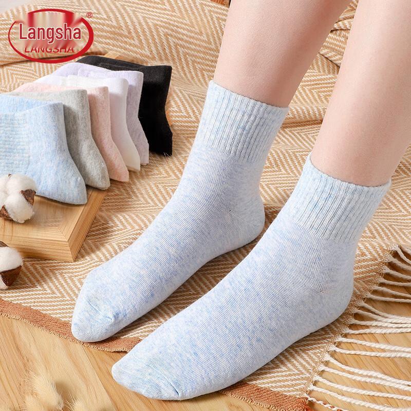 Langsha Women s 100% Cotton Mid-Calf Socks One Size