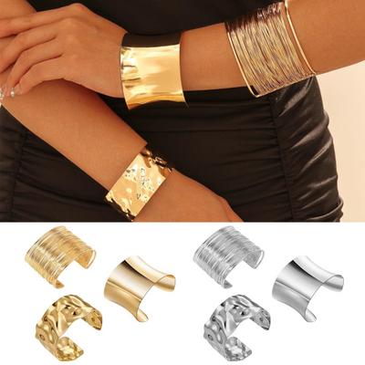 Set de 3 Brățări de Braț în Formă de C Reglabile Deschise Metal Placat Galvanic Manșete de Braț Stivuibile Metal