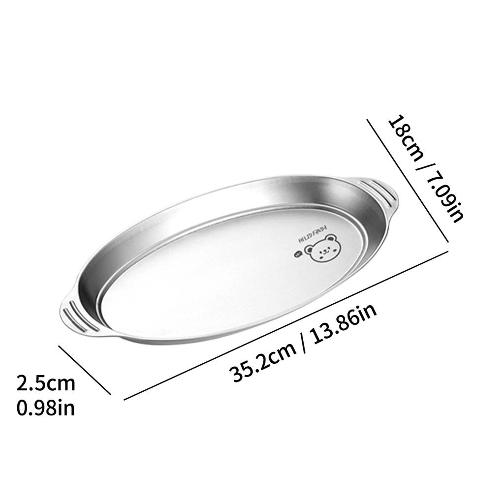Stainless Steel Fish Dish Home Steaming Fish Plate Oval Platter Thickened Main Dish Plate Snack Dessert Serving Tray