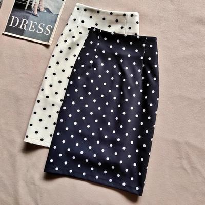 Retro Polka Dot High-Waist Bodycon Midi Skirt – Spring/Summer Fashion