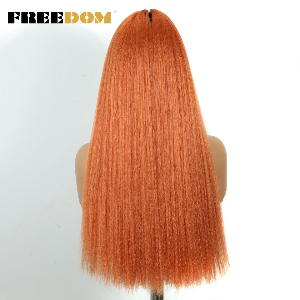 FREEDOM Synthetisches Yaki Fluffy Glattes Häkelhaar 24 Zoll 210g Häkelzöpfe Haare Ombre Braun Weiß Flecht Haarextensions