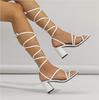 New Women's Square Toe Thin Strap Thick High Heel Cross Strap Sandals Women Shoes Platform Sandals