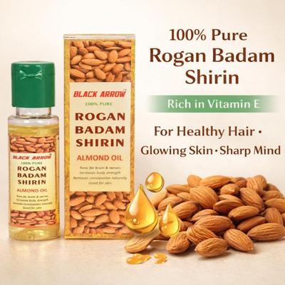 Black Arrow Rogan Badam Shirin Almond Oil - 30ml | Sweet Almond Oil | Rich In Vitamin E | For Healthy Hair & Skin | Sharpens Brain | Improves Dig