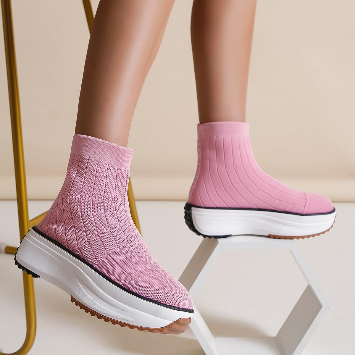 

2025 осень мода женские спортивные ботинки Martin на толстой подошве большого размера с высоким берцем круглые носки с одной педалью 42 розовый