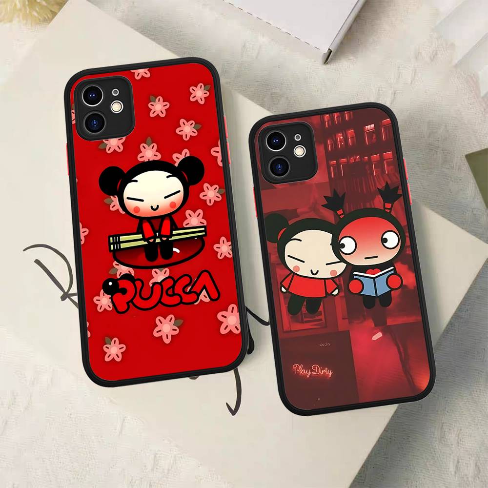 Cartoon Cute Pucca Silicone Case For IPhone 16 15 14 13 12 11 Pro Max Plus X XS MAX Shockproof Matte Cover