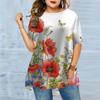 Ladies Summer Colorful Flower Butterfly Printed Large Loose Casual T-shirt Fashionable Comfortable Soft Breathable Short Sleeved T-shirt