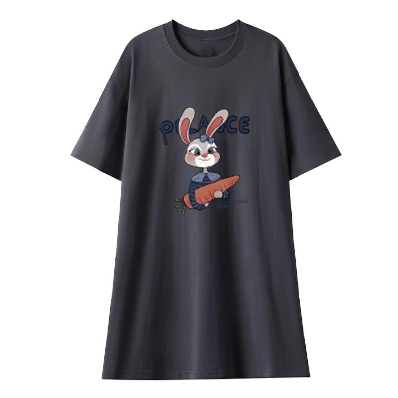

Trendy Deep Gray Maternity T-Shirt Dress: Short Sleeve, Loose Fit, Mid-Length, Plus Size XXXL (155-170 lbs)
