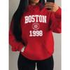 Boston City 1998 Art Letter Printing Hoody Women Pocket Y2K Fleece Hoodie Autumn Multicolor Sportswear Loose Clothes