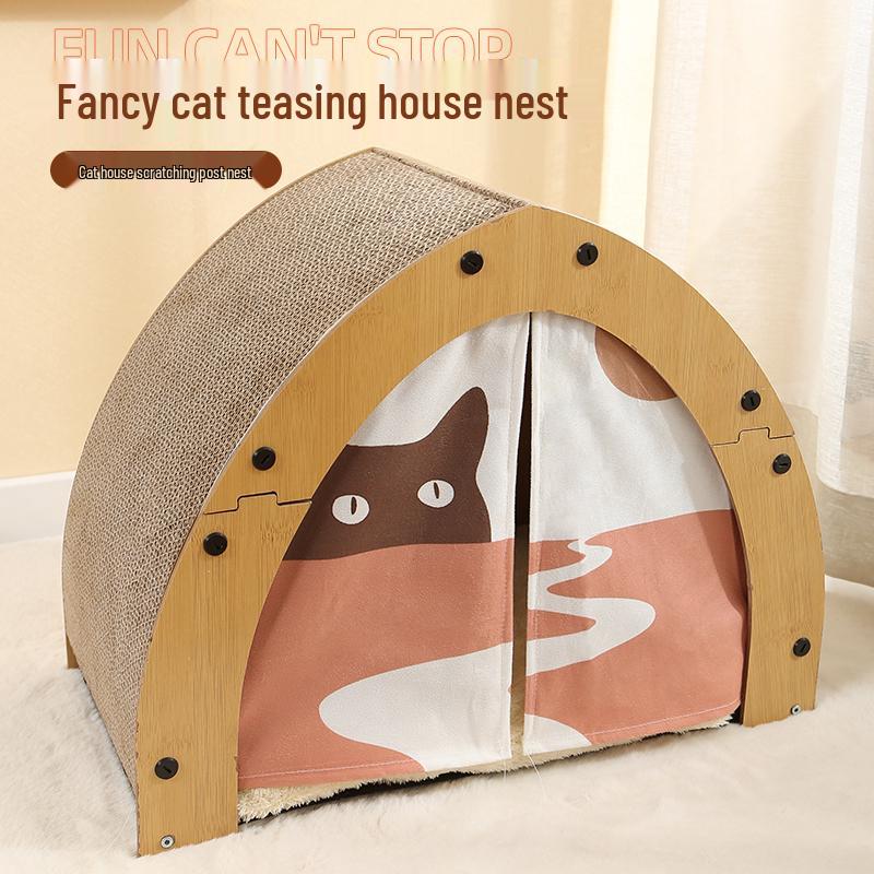 Winter Warm Cat Bed & Scratching Post with Durable Sisal - Vertical Climbing Frame & Toy