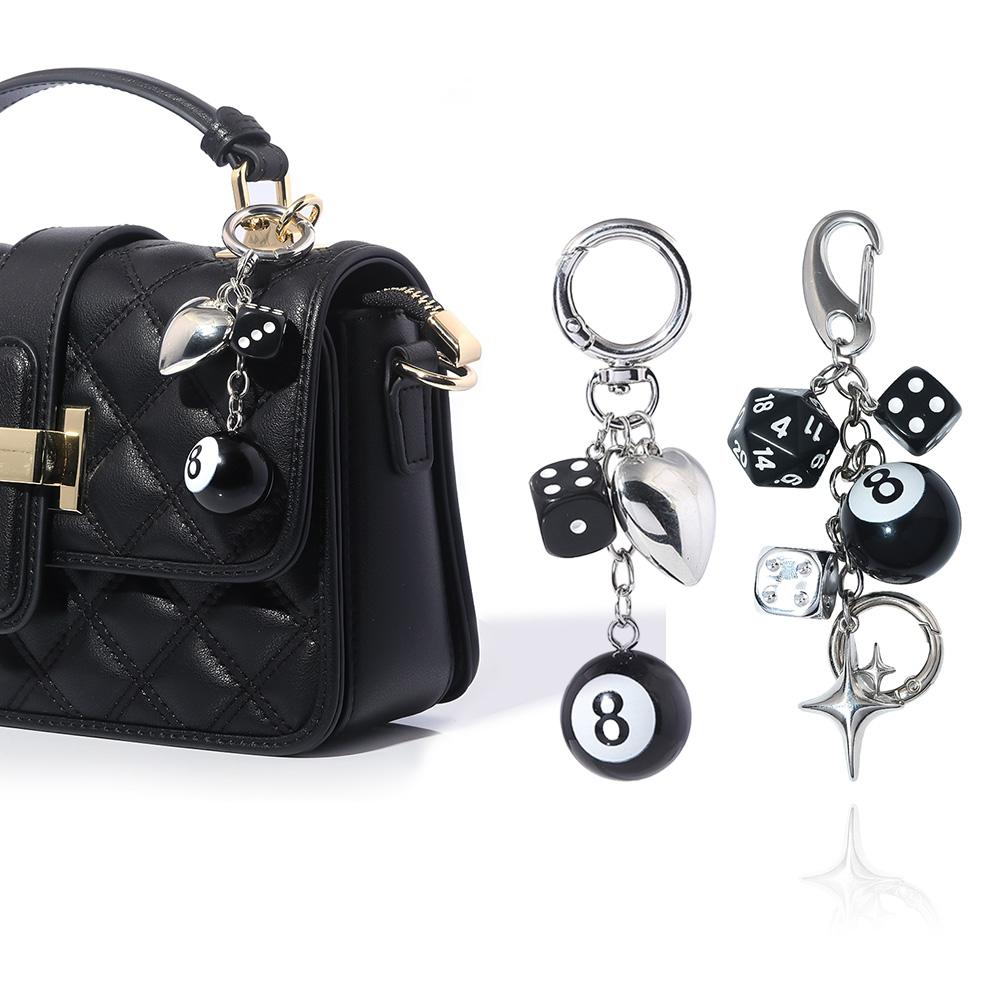 Lucky Dice Starburst Pendant Keychain, Hip Hop Cool Accessory Bag Ornament, Personalized Fashionista Versatile Jewelry