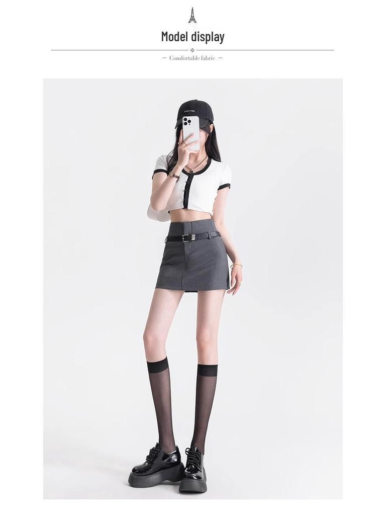 American Spicy Black Sexy High-Waist A-Line Midi Skirt for Plus Size Women