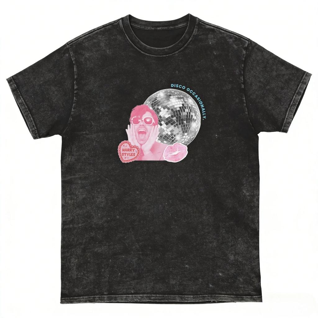 Y2k Hot Sale Tshirt Harry Styles Kiss All The Time Disco Occasionally Album Acid Wash Cotton Casual Loose Short Sleeve Unisex