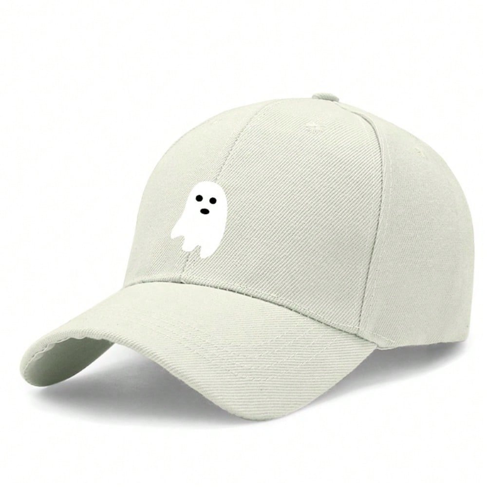 Ghost Print Baseball Cap - Unisex Adjustable Lightweight Hat With Soft Fabric Perfect For Casual Outings & Halloween Season Polyester