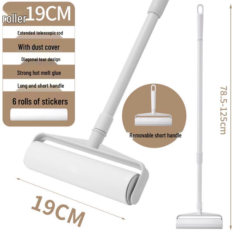 Fusselrolle mit langem Griff: Haar- und Staubentfernungs-Klebepinsel mit abreißbaren Rollen für Boden und Bett.
