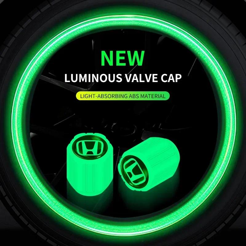 4Pcs Fluorescent Green Car Wheel Tire Valves Caps Luminous Valve Dust Covers For Honda Civic Accord CRV Fit Jazz CBR Cb500x ZOPJT1