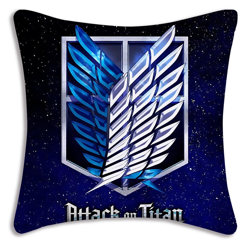 

Anime Attack on Titan Pillow Covers Cartoon Sofa Decorative Home Doublesided Printing Short Plush Cute Cushion Cover 66x66cm