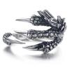 Edelstahl Vintage Silber Drachenkralle Verstellbarer Öffnungsring Tibetisches Silber Adler Tierringe für Männer Frauen Punk Schmuck