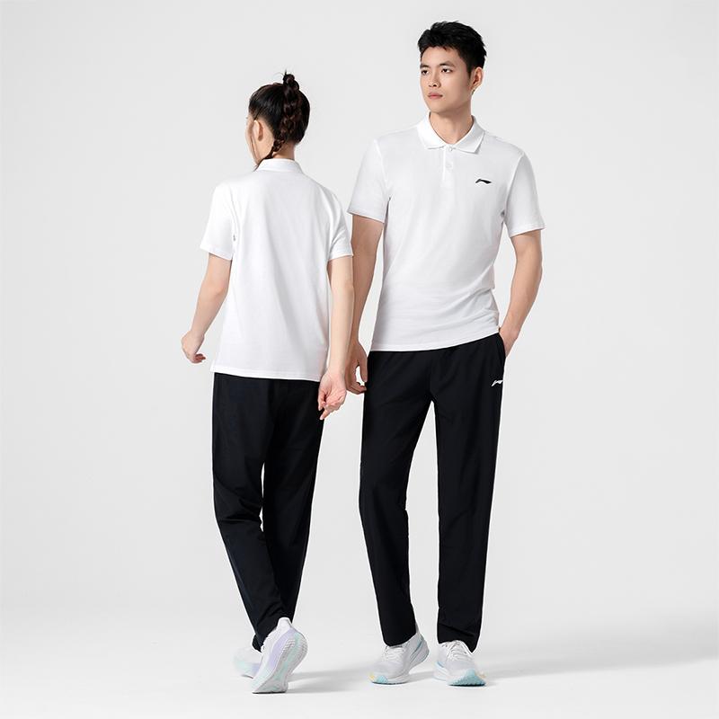 Li Ning Table Tennis Series Breathable Soft Training Competition Suit Cotton Polo Short Sleeve Quick Dry Long Pants Casual Sports Set AWBW109-2