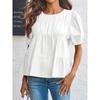 BITCED Women's Fashion Casual Solid Color Print Short Sleeve O-Neck Blouses & Shirts