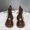 Girls Martin boots new autumn and winter princess leather boots velvet short boots medium and older children two cotton single boots British style