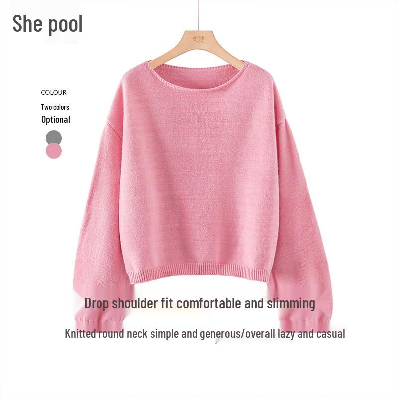 

Женский свитер Тачи 2025 Осень с круглым вырезом, рукавами-фонариками, свободного кроя S