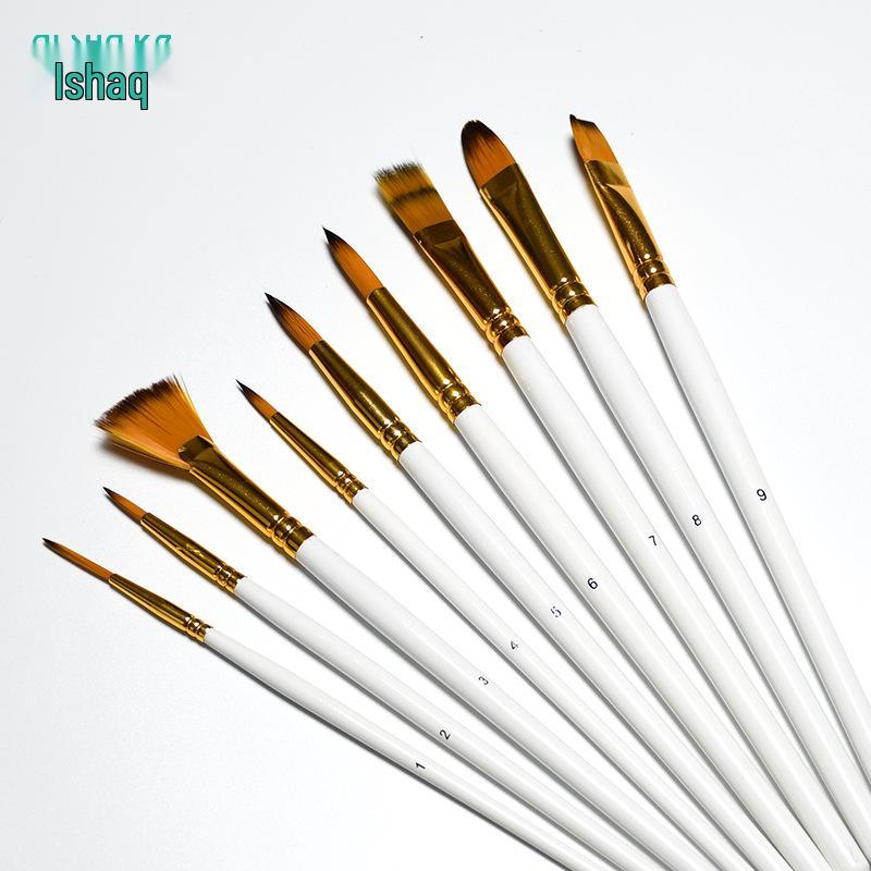 Aishake 15-Piece Nylon Hair Paint Brush Set with Black Canvas Bag and Sponge Scraper