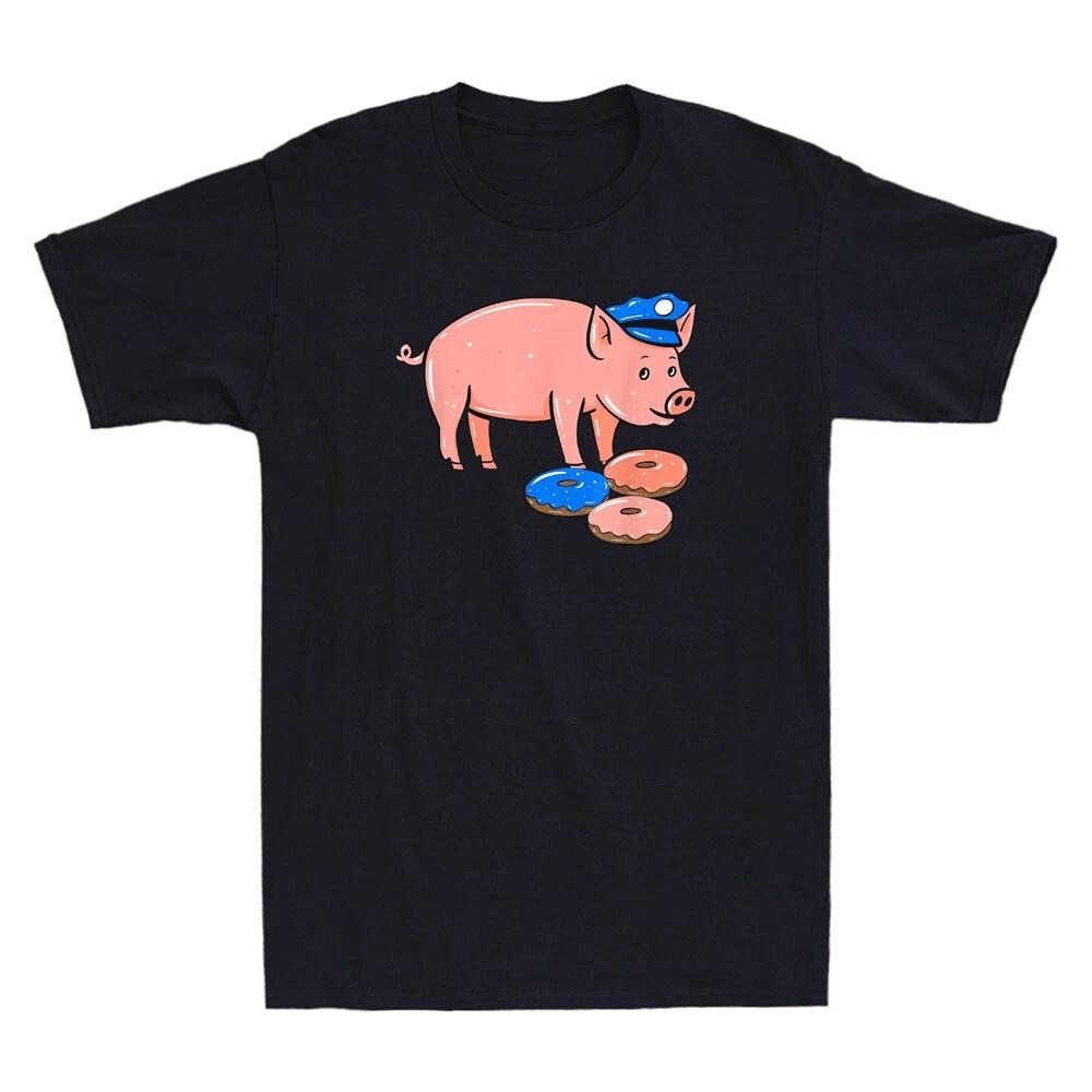 Pig Cop Funny Police Officer Doughnut Graphic Vintage Men s Short Sleeve T-Shirt XXXL
