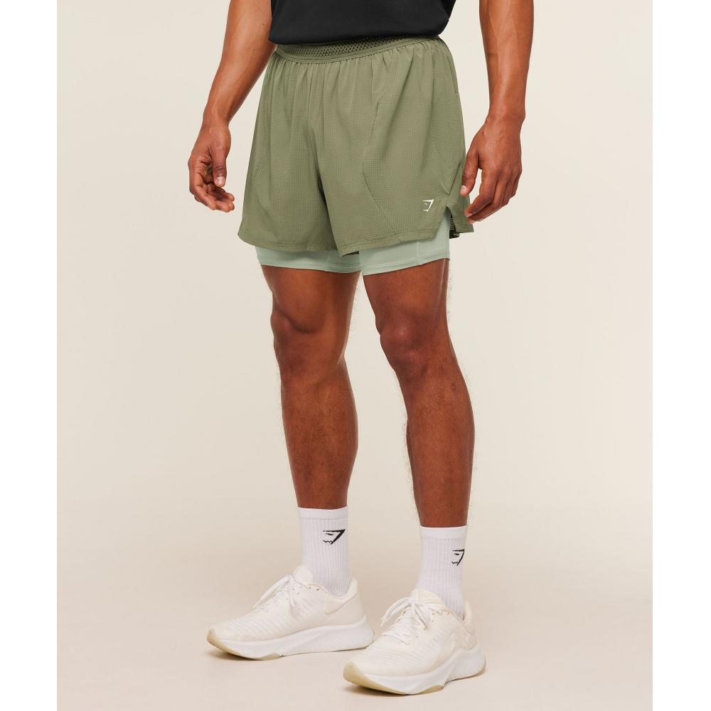 Gymshark Running 4 2in1 Shorts Grounded Green Haze Green A3b9p Eddb