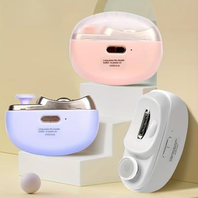 HOTU 2-in-1 Electric Nail Scissors and Polishers, USB Rechargeable, Portable, Built-in Nail Chip Storage
