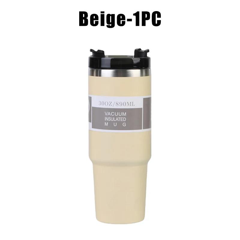890ml High Quality Double Wall Cups 890ML Stainless Steel Portable Coffee Mug For Car With Lids Tumbler With Handle And Straw