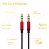 Cable de audio auxiliar de 3,5 mm macho a macho trenzado de nailon para auriculares de coche y móviles