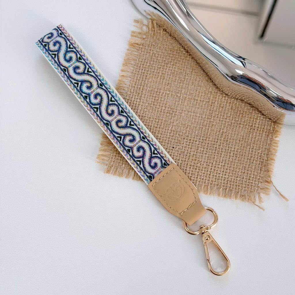 Gold Thread Embroidered Clouds Crossbody Phone Lanyard & Versatile Retro Handbag Strap