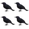 Realistic Black Raven Set with Lifelike Artificial Feathers - Authentic Vintage Style Halloween Decor Props with Realistic Touch
