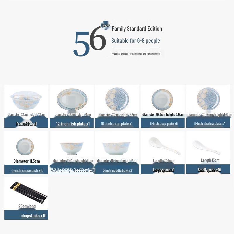 Linpan 56-Piece Dinnerware Set with Casserole