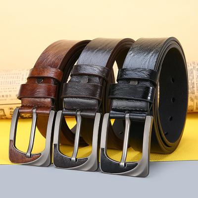 Men's TPU Strap with Leather Sticker and Needle Buckle Fashionable Casual Versatile Trendy Business Belt
