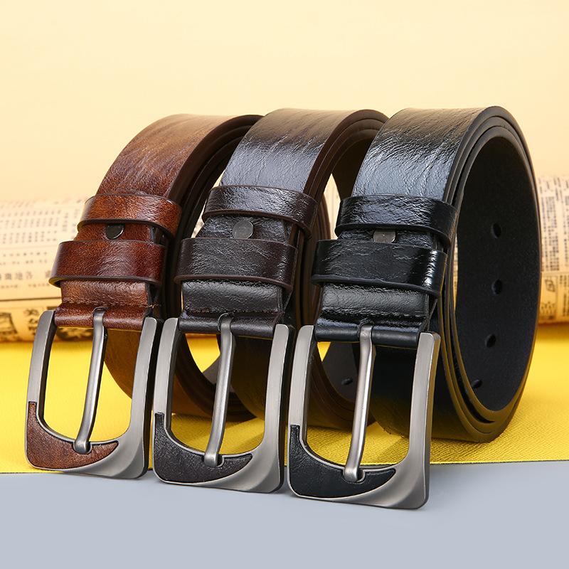 Men's TPU Strap with Leather Sticker and Needle Buckle Fashionable Casual Versatile Trendy Business Belt